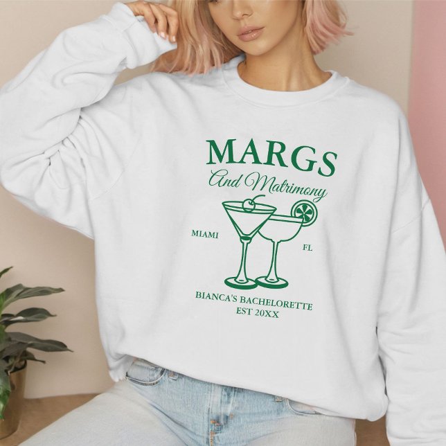 Margs and Matrimony  Beach Bachelorette party  Sweatshirt (Creator Uploaded)