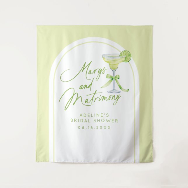 Margs And Matrimony Bridal Shower Backdrop Tapestry (Front)