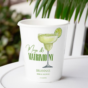 Margs and matrimony bridal shower monogrammed paper cups
