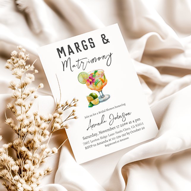 Margs and Matrimony Mexican Fiesta Bridal Shower Invitation (Creator Uploaded)