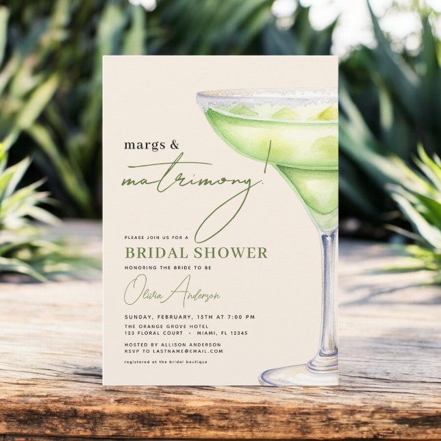 Margs and Matrimony Modern Bridal Shower  Invitation (Creator Uploaded)