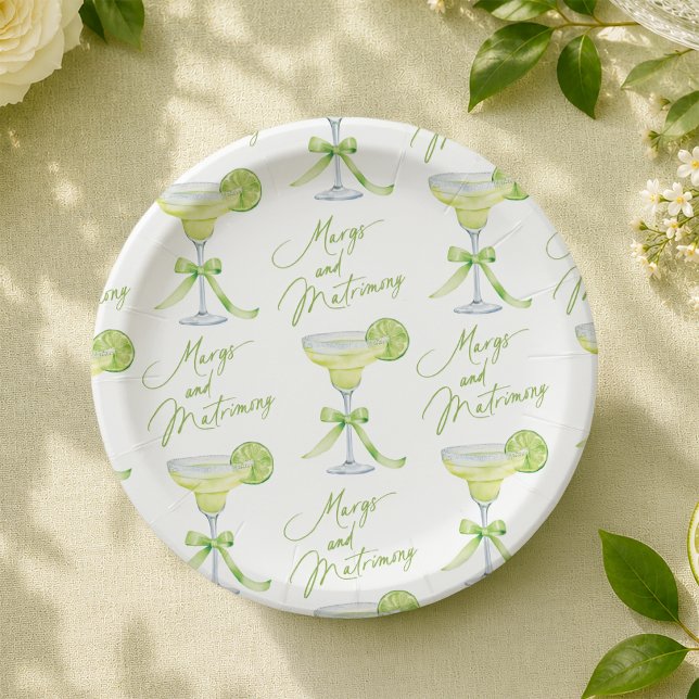 Margs And Matrimony Patterned Bridal Shower Paper Plate (Creator Uploaded)