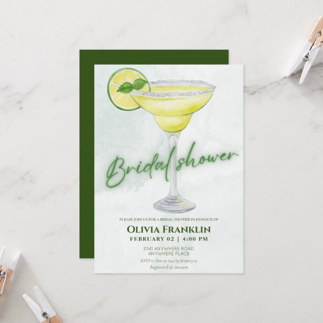 Margs and matrimony summer bridal shower  invitation (Front/Back In Situ)
