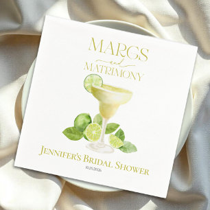 Margs and Matrimony   Watercolor Bridal Shower Napkin