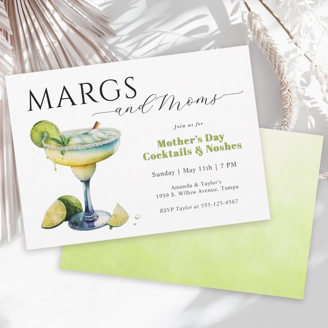 Margs and Moms Mother's Day Cocktail Party Invitation (Available in both printed and instant download digital formats.)
