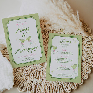 Margs & Matrimony Bachelorette Pink Itinerary Invitation