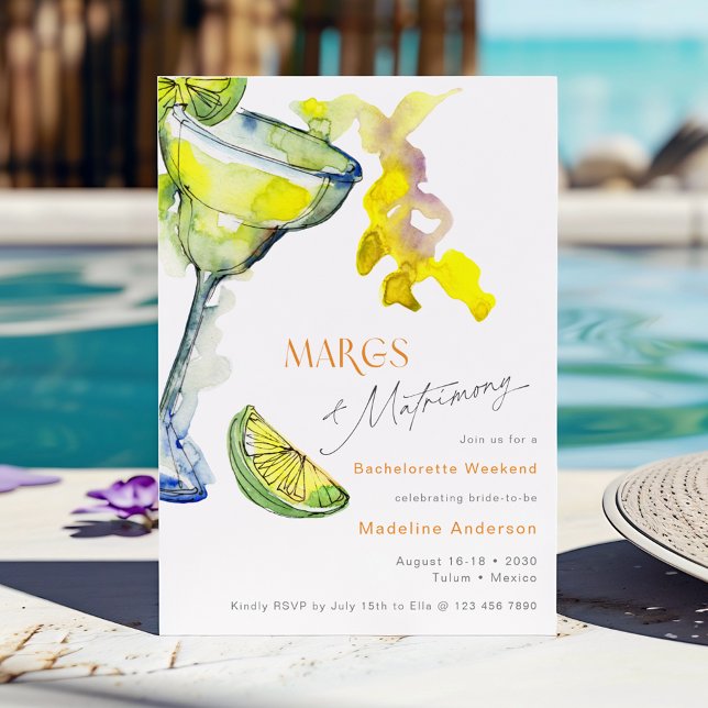 Margs & Matrimony Bachelorette Weekend Itinerary Invitation (Creator Uploaded)