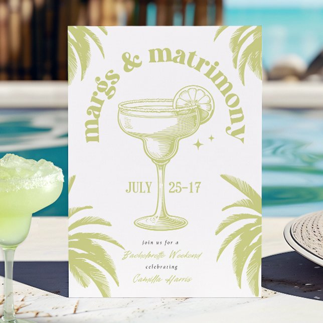 Margs & Matrimony Bachelorette Weekend Itinerary  Invitation (Creator Uploaded)