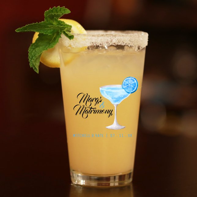 Margs & Matrimony Blue Margarita Bridal Shower Glass (Margs & Matrimony Blue Margarita Bridal Shower Glass
)