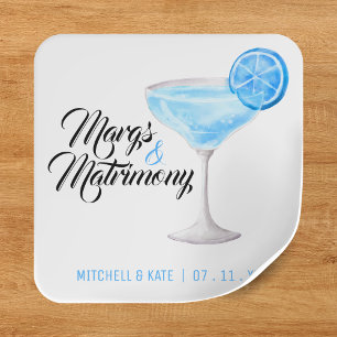 Margs & Matrimony Blue Margarita Bridal Shower Square Sticker