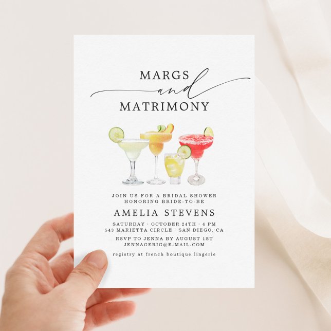 Margs & Matrimony Bridal Shower Bachelorette Invitation (Creator Uploaded)