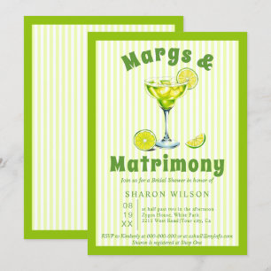 Margs & Matrimony cocktail green bridal shower Invitation