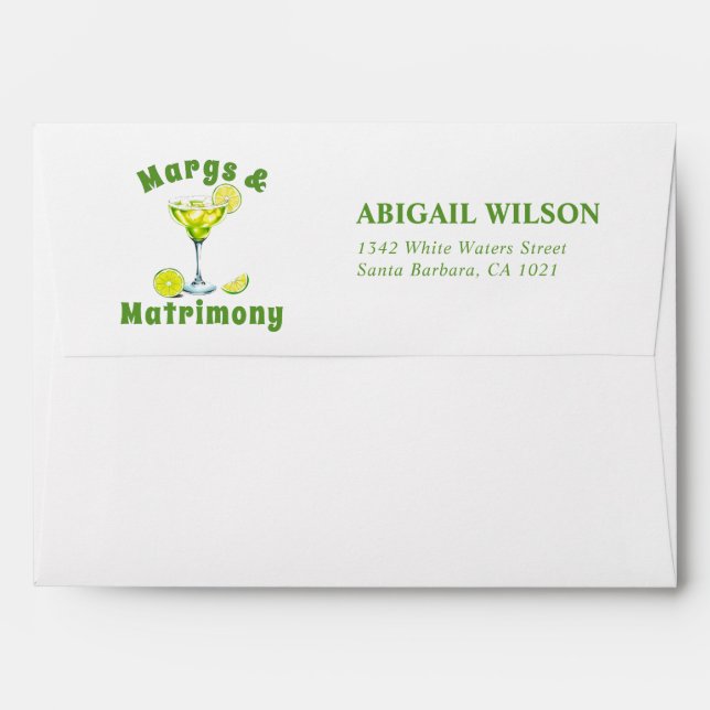 Margs & Matrimony cocktail lime green bachelorette Envelope (Back (Top Flap))