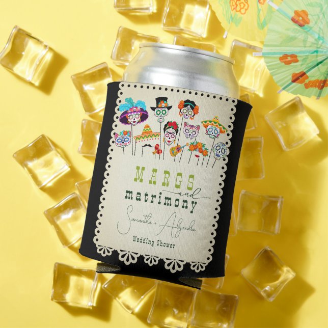 Margs & Matrimony Fiesta Mexican Couples Shower Can Cooler (In Situ Summer)