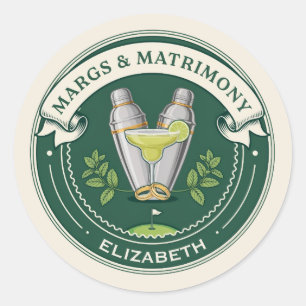 Margs & Matrimony Golf Club Bachelorette Party Classic Round Sticker