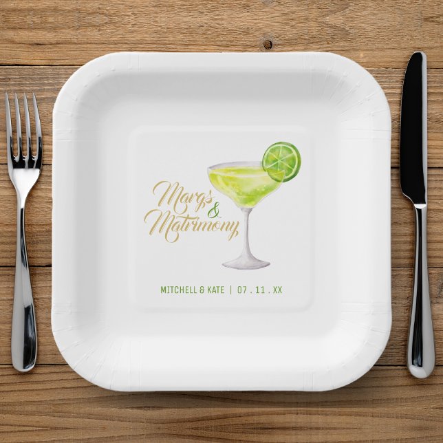 Margs & Matrimony Green & Gold Bridal Shower Paper Plate (Margs & Matrimony Green & Gold Bridal Shower Paper Plates
)