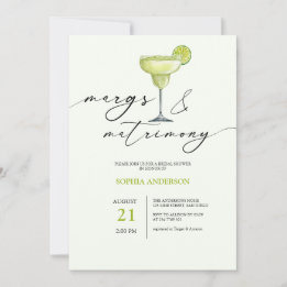 Margs & Matrimony Green Lime Bridal Shower Invitation
