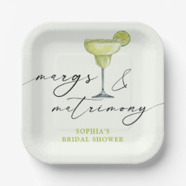Margs & Matrimony Green Lime Bridal Shower Paper Plate