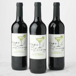Margs & Matrimony Green Lime Bridal Shower Wine Label
