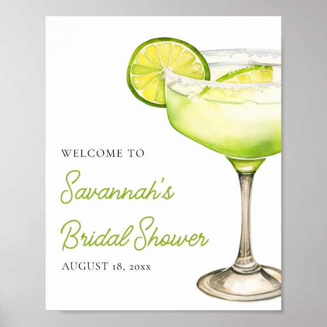 Margs & Matrimony Lime Bridal Shower Welcome Sign (Front)