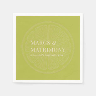 Margs & Matrimony Lime Green Bachelorette Party Napkin