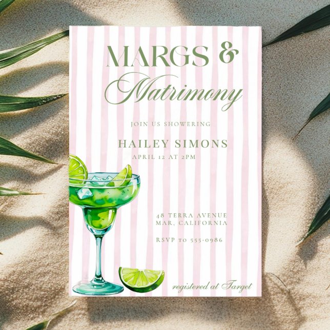 Margs & Matrimony Lime Margarita Bridal Shower Invitation (Creator Uploaded)