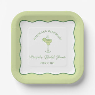 "Margs & Matrimony" Lime Margarita Bridal Shower Paper Plate