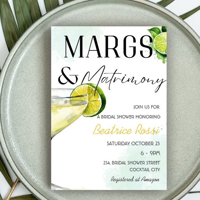 Margs & Matrimony Margarita Bridal Shower Invitation (Margs Matrimony Margarita Bridal Shower Invitation)