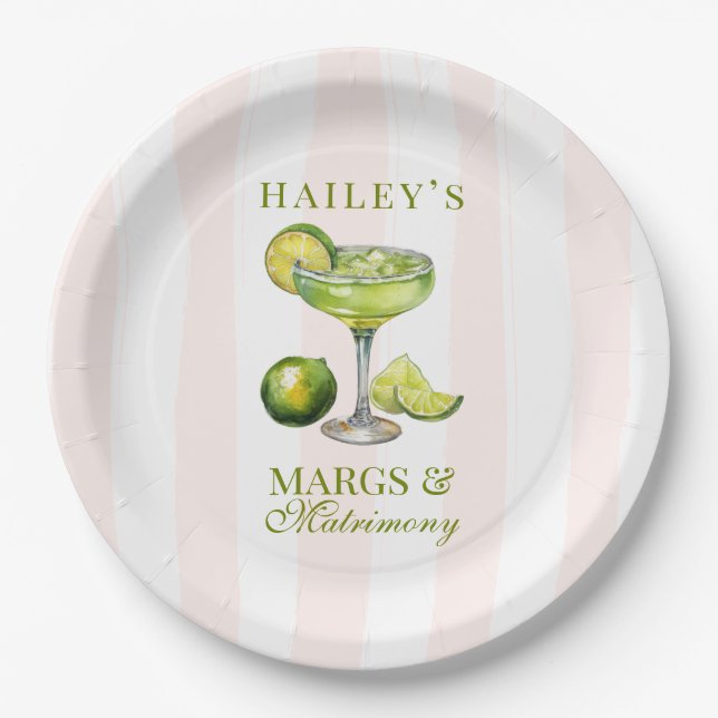 Margs & Matrimony Margarita Bridal Shower Paper Plate (Front)