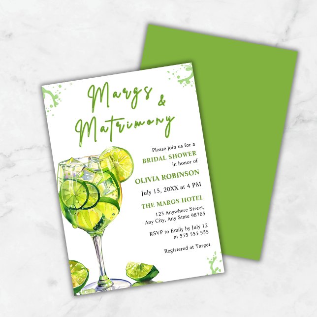 Margs & Matrimony Margarita Cocktail Bridal Shower Invitation (Margs & Matrimony Margarita Cocktail Bridal Shower Invitation )