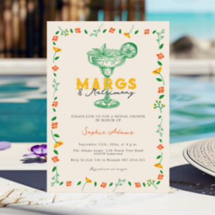 Margs & Matrimony Margaritas Coctail Bridal Shower Invitation