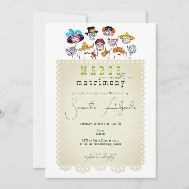 Margs & Matrimony Mexican Fiesta Couples Shower Invitation (Front)