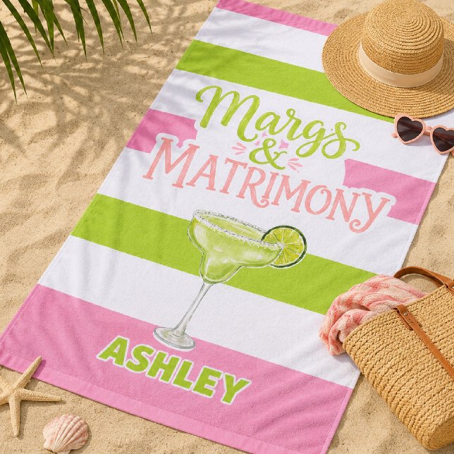Margs & Matrimony Personalised  | Bachelorette  Beach Towel (Creator Uploaded)