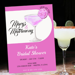 Margs & Matrimony Pink & White Bridal Shower Invitation