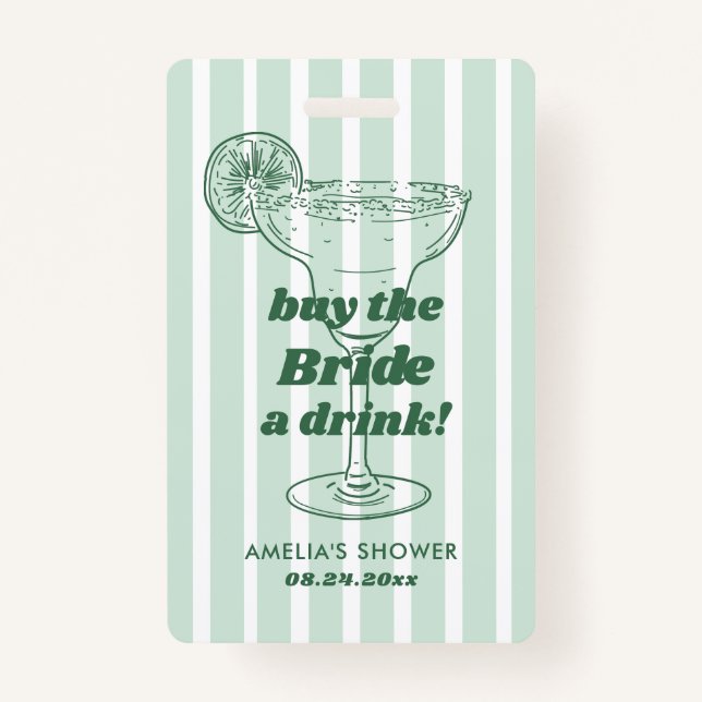 Margs & Matrimony Retro Bachelorette Bridal Shower ID Badge (Front)