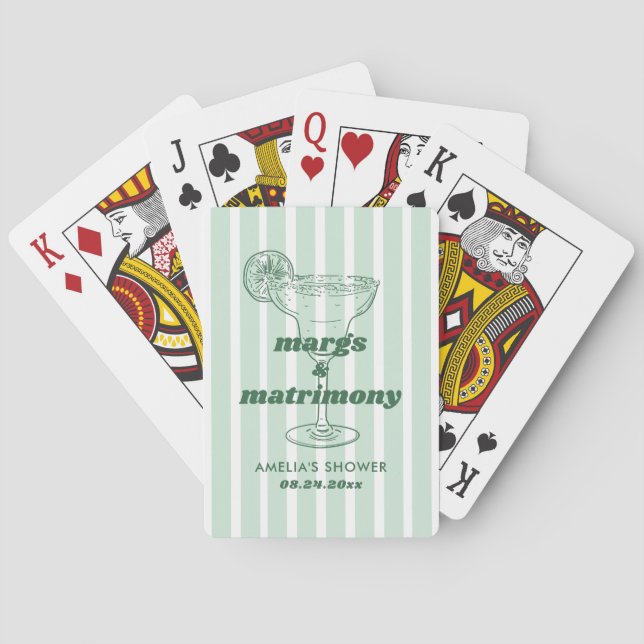 Margs & Matrimony Retro Bachelorette Bridal Shower Playing Cards (Back)
