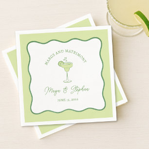 "Margs & Matrimony" Simple Lime Margarita Wedding Napkin