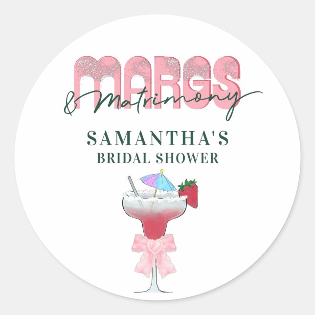 Margs Matrimony Tequila Bach Bridal Shower Welcome Classic Round Sticker (Front)