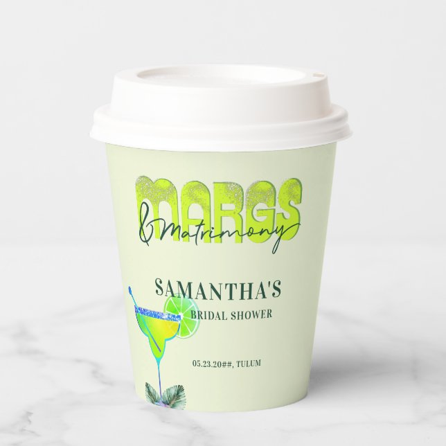 Margs Matrimony Tequila Bridal Shower Bach Welcome Paper Cups (Front)