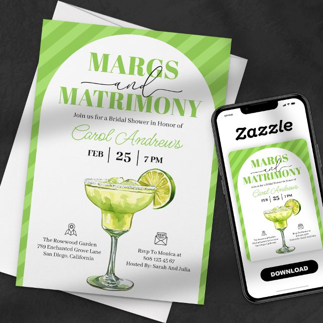 Margs & Matrimony Tequila Bridal Shower Invitation (Creator Uploaded)