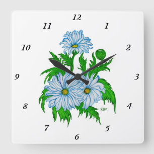 Marguerite , Daisies Flowers in retro style Square Wall Clock