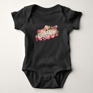 Marguerite Name Vintage Floral Banner Cute & Girly Baby Bodysuit