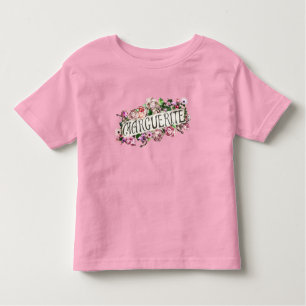 Marguerite Name Vintage Floral Banner Cute & Girly Toddler T-Shirt