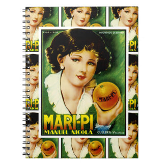 Mari Pi Orange Label multi print Spiral Notebook