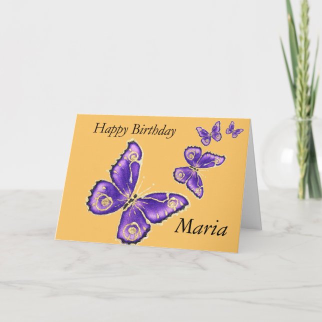 Maria, Happy birthday butterfly card (Front)