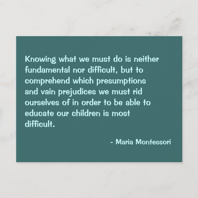Maria Montessori Quote No. 2 Post Card (Front)