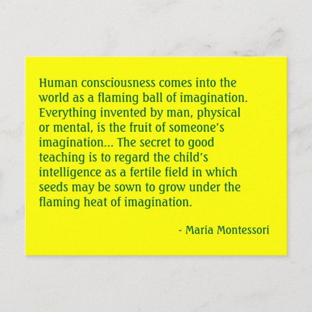 Maria Montessori Quote No. 4 Post Card (Front)