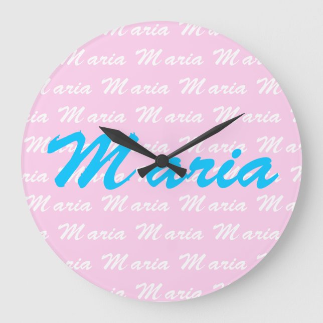 Maria Name Design Pattern Large Clock (Front)