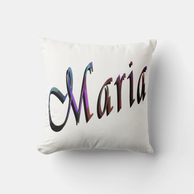 Maria, Name, Logo, White Throw Cushion. Cushion (Front)