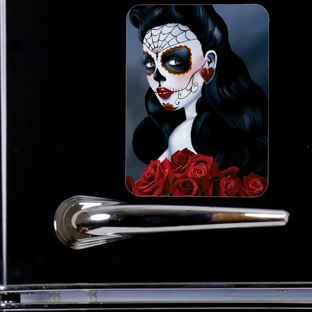 Maria Sugar SKull Red Roses  Magnet (Creator Uploaded)